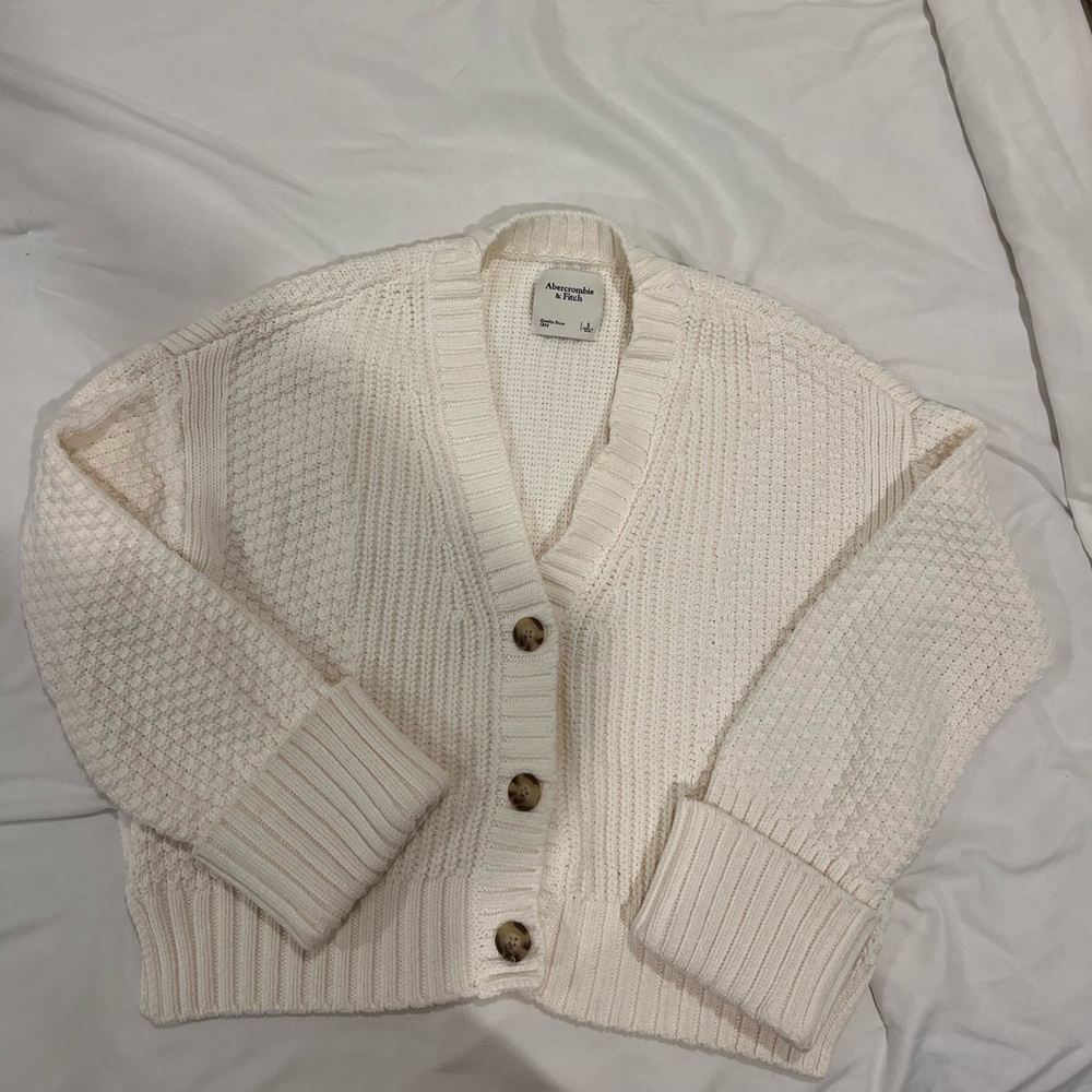 Abercrombie and Fitch Cream Cardigan with Button Accents